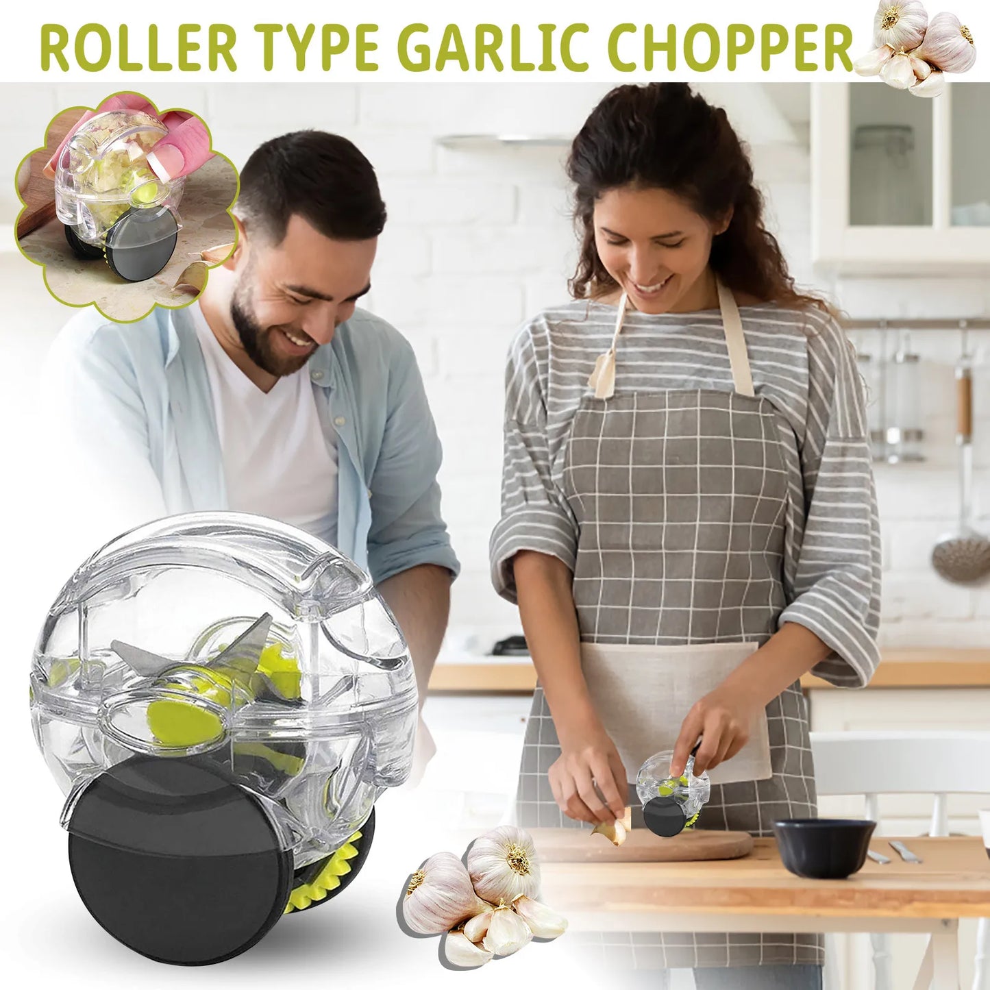 Kitchen Convenient Multi-function Small Tools Roller Garlic Chopper Manual Quick Ginger Masher Kitchen Practical Gadgets